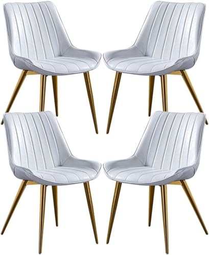 HBSSP Esszimmerstuhl-Set PU-Leder 4er-Set Küchenstuhl mit Goldenen Metallbeinen Und Rückenlehnen for Eckstühle Wohnzimmer Empfangsstühle(White) von HBSSP