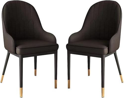 HBSSP Esszimmerstuhl-Set mit 2 Stühlen Küche Wohnzimmer Lounge Thekenstühle Modernes PU-Leder Hohe Rückenlehne Gepolsterter Weicher Sitz Schmiedeeisenbein(A) von HBSSP