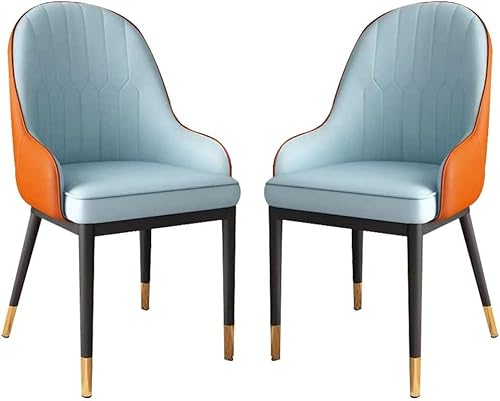 HBSSP Esszimmerstuhl-Set mit 2 Stühlen Küche Wohnzimmer Lounge Thekenstühle Modernes PU-Leder Hohe Rückenlehne Gepolsterter Weicher Sitz Schmiedeeisenbein(B) von HBSSP