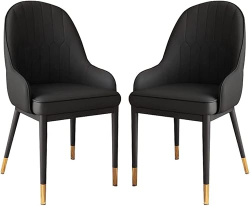 HBSSP Esszimmerstuhl-Set mit 2 Stühlen Küche Wohnzimmer Lounge Thekenstühle Modernes PU-Leder Hohe Rückenlehne Gepolsterter Weicher Sitz Schmiedeeisenbein(C) von HBSSP