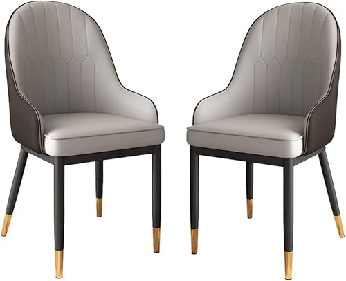 HBSSP Esszimmerstuhl-Set mit 2 Stühlen Küche Wohnzimmer Lounge Thekenstühle Modernes PU-Leder Hohe Rückenlehne Gepolsterter Weicher Sitz Schmiedeeisenbein(F) von HBSSP