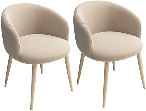 HBSSP Flanell Küchenstühle 2er-Set Wohnzimmer Wohnzimmer Ecke Esszimmerstühle Gepolstertes Kissen Und Metallbeine(Milky White) von HBSSP
