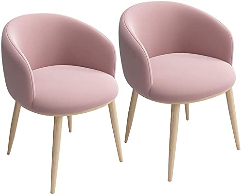 HBSSP Flanell Küchenstühle 2er-Set Wohnzimmer Wohnzimmer Ecke Esszimmerstühle Gepolstertes Kissen Und Metallbeine(Pink) von HBSSP