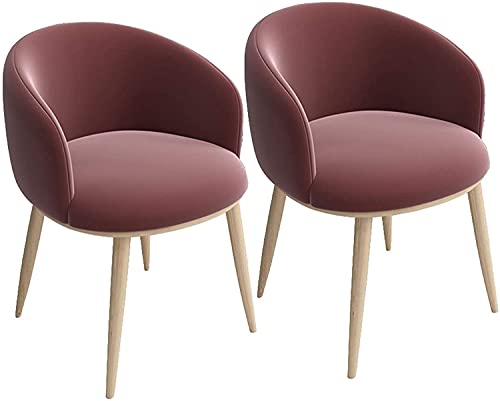 HBSSP Flanell Küchenstühle 2er-Set Wohnzimmer Wohnzimmer Ecke Esszimmerstühle Gepolstertes Kissen Und Metallbeine(Wine Red) von HBSSP