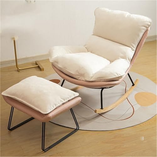 HBSSP Gemütlicher Schaukelstuhl Innenbereich mit Fußstütze – Moderner Schaukelstuhl mit Akzent for Schlafzimmer Und Wohnzimmer – Perfekter Lesesessel for Ultimativen Komfort(Pink) von HBSSP