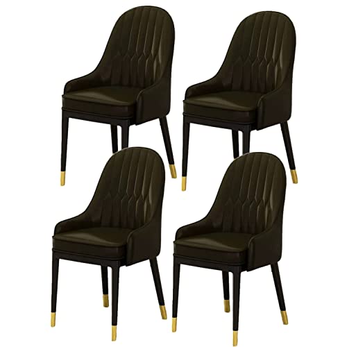 HBSSP Gepolsterte Esszimmerstühle 4er-Set,Moderner Küchenstuhl Aus PU-Leder Mit Hoher Rückenlehne Freizeitstuhl Küche Und Wohnzimmer,Bürostuhl Mit Metallfüßen(Black Noir) von HBSSP