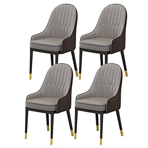 HBSSP Gepolsterte Esszimmerstühle 4er-Set,Moderner Küchenstuhl Aus PU-Leder Mit Hoher Rückenlehne Freizeitstuhl Küche Und Wohnzimmer,Bürostuhl Mit Metallfüßen(Gray B) von HBSSP