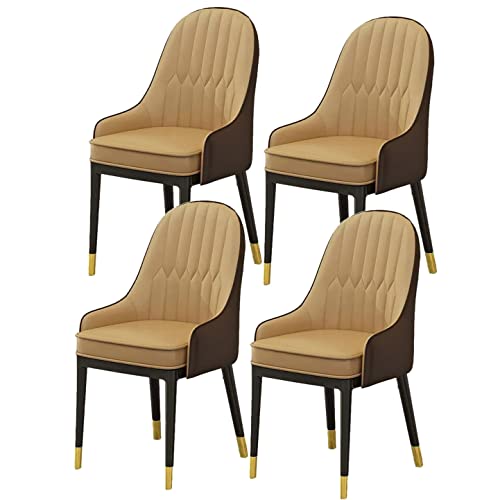 HBSSP Gepolsterte Esszimmerstühle 4er-Set,Moderner Küchenstuhl Aus PU-Leder Mit Hoher Rückenlehne Freizeitstuhl Küche Und Wohnzimmer,Bürostuhl Mit Metallfüßen(Khaki Kaki) von HBSSP