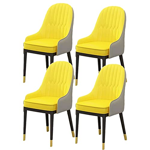 HBSSP Gepolsterte Esszimmerstühle 4er-Set,Moderner Küchenstuhl Aus PU-Leder Mit Hoher Rückenlehne Freizeitstuhl Küche Und Wohnzimmer,Bürostuhl Mit Metallfüßen(Yellow Jaune) von HBSSP