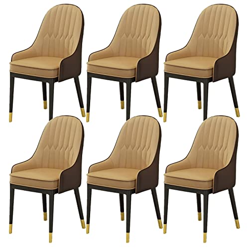 HBSSP Gepolsterte Esszimmerstühle 6er-Set,Moderner Küchenstuhl Aus PU-Leder Mit Hoher Rückenlehne Freizeitstuhl Küche Und Wohnzimmer,Bürostuhl Mit Metallfüßen(Khaki Kaki) von HBSSP