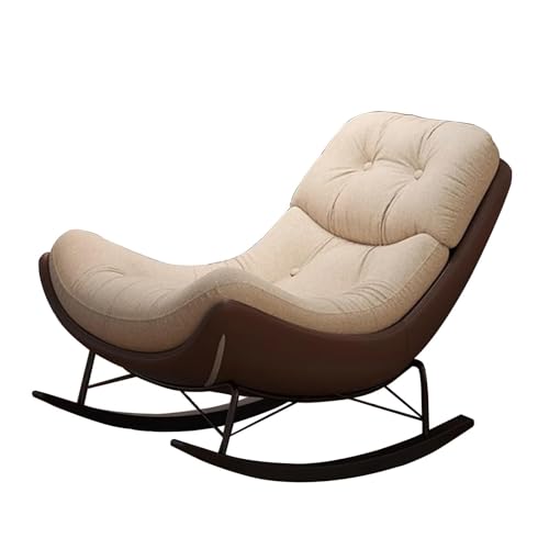 HBSSP Gepolsterter Schaukelstuhl Sessel Bequeme Relaxliege Ruhesessel for Wohnzimmer, Schlafzimmer, Balkon, Terrasse(Off White) von HBSSP