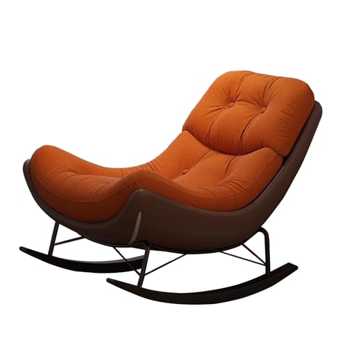 HBSSP Gepolsterter Schaukelstuhl Sessel Bequeme Relaxliege Ruhesessel for Wohnzimmer, Schlafzimmer, Balkon, Terrasse(Orange) von HBSSP