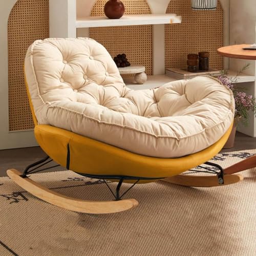 HBSSP Glider Relax Schaukelstuhl Große Loungesessel Mit Gepolstertem Sitzkissen for Wohnzimmer Und Schlafzimmer(Yellow) von HBSSP