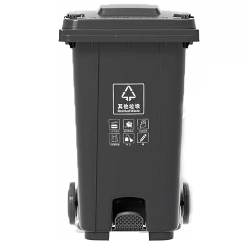 HBSSP Großer Küchenmülleimer, 100 l, 120 l, 240 l, für den Außenbereich, mit Rädern und Deckel, Freisprecheinrichtung, robust, kommerziell (schwarz, 100 l) von HBSSP