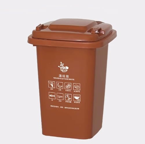 HBSSP Großer Mülleimer Außenmülleimer mit Rädern Deckel,30L 50L Großer Küchenmülleimer, Für Veranda, Hinterhof, Terrasse, Terrasse(Braun A,50L) von HBSSP