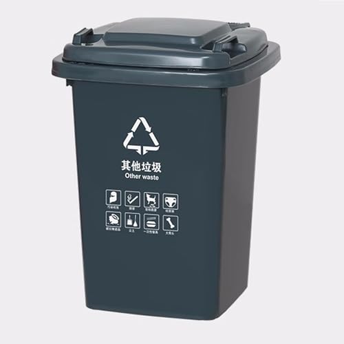 HBSSP Großer Mülleimer Außenmülleimer mit Rädern Deckel,30L 50L Großer Küchenmülleimer, Für Veranda, Hinterhof, Terrasse, Terrasse(Grau A,50L) von HBSSP