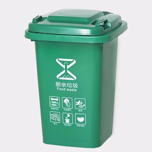 HBSSP Großer Mülleimer Außenmülleimer mit Rädern Deckel,30L 50L Großer Küchenmülleimer, Für Veranda, Hinterhof, Terrasse, Terrasse(Green A,50L) von HBSSP