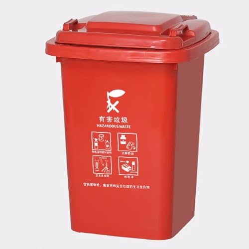 HBSSP Großer Mülleimer Außenmülleimer mit Rädern Deckel,30L 50L Großer Küchenmülleimer, Für Veranda, Hinterhof, Terrasse, Terrasse(Red A,30L) von HBSSP
