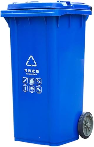 HBSSP Großer Mülleimer Draußen mit Rädern Deckel 100L 120L Große Mülleimer Küche, Für Auf Der Veranda,Hinterhof,Auf Der Terrasse Und Auf Der Terrasse(Blue,120L) von HBSSP