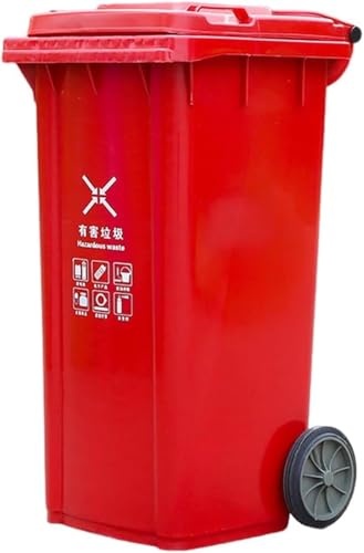 HBSSP Großer Mülleimer Draußen mit Rädern Deckel 100L 120L Große Mülleimer Küche, Für Auf Der Veranda,Hinterhof,Auf Der Terrasse Und Auf Der Terrasse(Red,120L) von HBSSP