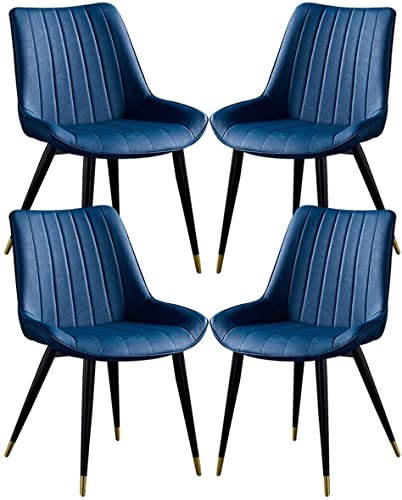 HBSSP Home Esszimmerstühle 4er-Set Beistellstuhl Aus Kunstleder Aus PU-Leder Wohnzimmer-Lounge-Stühle Mit Akzent(Blue) von HBSSP