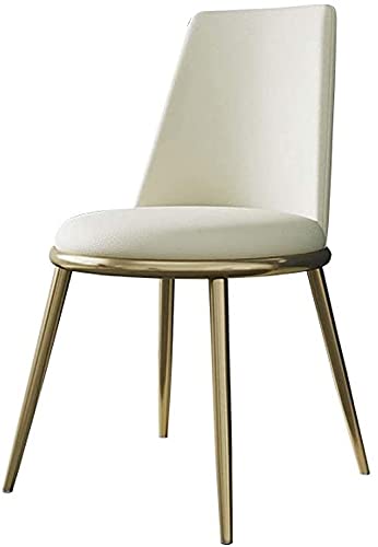 HBSSP Home Esszimmerstuhl Aus Leder Goldener Carbonstahlrahmen Luxus Wohnzimmerstühle Nordischer Esstischstuhl(White) von HBSSP