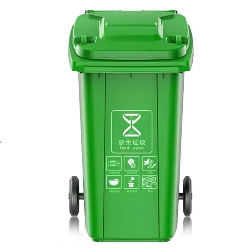 HBSSP Industrielle Robuste Abfallbehälter Mit Rädern 240L Abfallbehälter Für Außen Mit Deckel Wetterfester Kunststoffbehälter Für Terrasse, Deck Oder Garage(Green,100L) von HBSSP