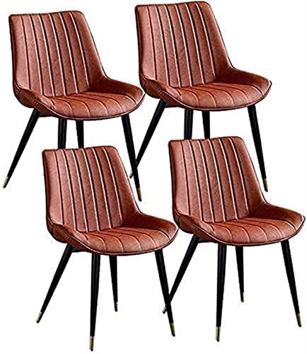 HBSSP Kitchen Vintage Kitchen Dining Chairs Set Von 4 PU-Leder Verdicken Sitz Und Rückenlehne Metallbeine Wohnzimmerstühle for Restaurant Hotel(Orange) von HBSSP
