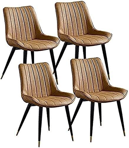HBSSP Kitchen Vintage Kitchen Dining Chairs Set Von 4 PU-Leder Verdicken Sitz Und Rückenlehne Metallbeine Wohnzimmerstühle for Restaurant Hotel(Yellow) von HBSSP