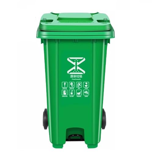 HBSSP Kommerzielle Verdickte Mülltonne mit Deckel 100L 120L 240L Große Kapazität Treteimer Für Den Hausgebrauch In Der Küche(Green,120L) von HBSSP