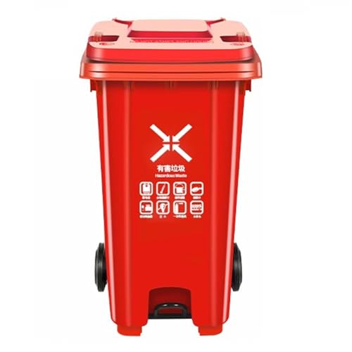 HBSSP Kommerzielle Verdickte Mülltonne mit Deckel 100L 120L 240L Große Kapazität Treteimer Für Den Hausgebrauch In Der Küche(Red,100L) von HBSSP