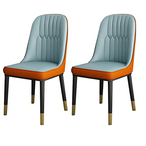 HBSSP Küche Esszimmerstühle 2er Set,Moderne PU-Leder Hochlehner Weicher Sitz Wohnzimmerstühle,Wasserdichter Leder Beistellstuhl Mit Metallbeinen(B) von HBSSP