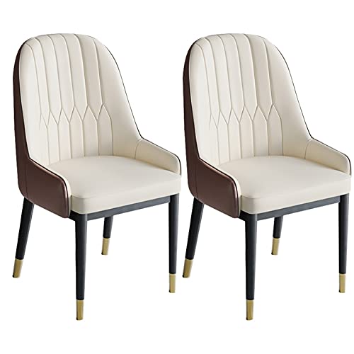 HBSSP Küche Esszimmerstühle 2er Set Modernes PU-Leder Hohe Rückenlehne Weicher Sitz Metallbeine Wohnzimmerstühle Lounge Counter Akzent Stühle(Off-White+Coffee Color) von HBSSP