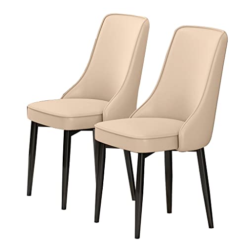 HBSSP Küche Esszimmerstühle 2er-Set Wasserdichter PU-Leder-Sessel Mit Füßen Aus Kohlenstoffstahl Für Wohnzimmer-Schlafzimmer-Küche(Beige) von HBSSP
