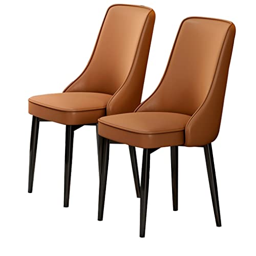 HBSSP Küche Esszimmerstühle 2er-Set Wasserdichter PU-Leder-Sessel Mit Füßen Aus Kohlenstoffstahl Für Wohnzimmer-Schlafzimmer-Küche(Brown) von HBSSP