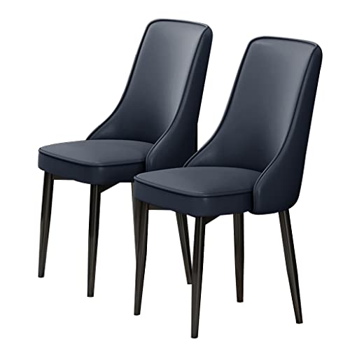 HBSSP Küche Esszimmerstühle 2er-Set Wasserdichter PU-Leder-Sessel Mit Füßen Aus Kohlenstoffstahl Für Wohnzimmer-Schlafzimmer-Küche(Dark Blue) von HBSSP