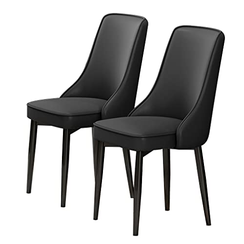 HBSSP Küche Esszimmerstühle 2er-Set Wasserdichter PU-Leder-Sessel Mit Füßen Aus Kohlenstoffstahl Für Wohnzimmer-Schlafzimmer-Küche(Negro) von HBSSP