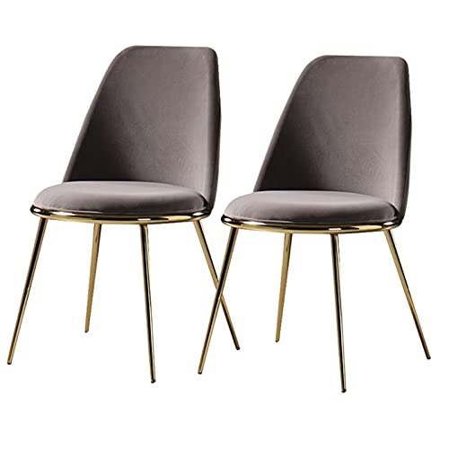 HBSSP Küche Esszimmerstühle 2er Set Wohnzimmerstühle mit Metallbeinen Samtsitz Und Rückenlehnen für Büro Lounge Esszimmer Küche Schlafzimmer(Grey) von HBSSP