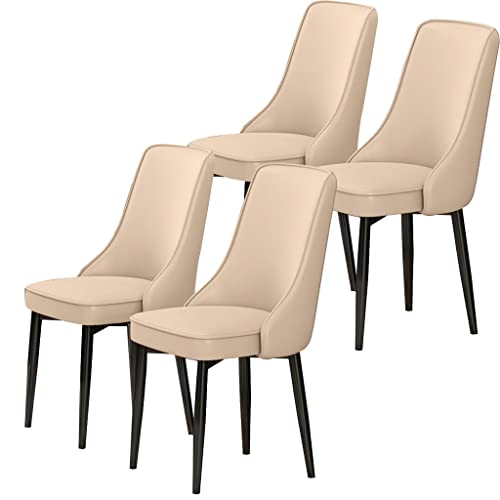 HBSSP Küche Esszimmerstühle 4er-Set Wasserdichter PU-Leder-Sessel Mit Füßen Aus Kohlenstoffstahl Für Wohnzimmer Schlafzimmer Küche(Beige) von HBSSP