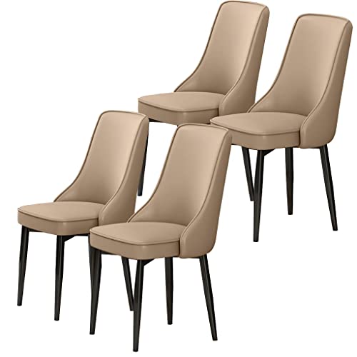 HBSSP Küche Esszimmerstühle 4er-Set Wasserdichter PU-Leder-Sessel Mit Füßen Aus Kohlenstoffstahl Für Wohnzimmer Schlafzimmer Küche(Khaki) von HBSSP