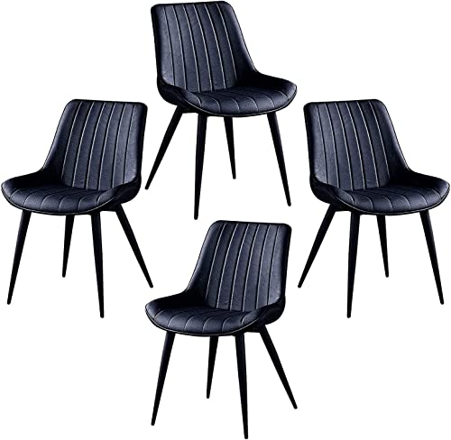 HBSSP Küche Esszimmerstühle 4er Set Wohnzimmer Schlafzimmer Balkonstuhl Schmiedeeisen Hockerbeine Aus Künstlichem PU-Leder Esszimmerstuhl(Brown) von HBSSP