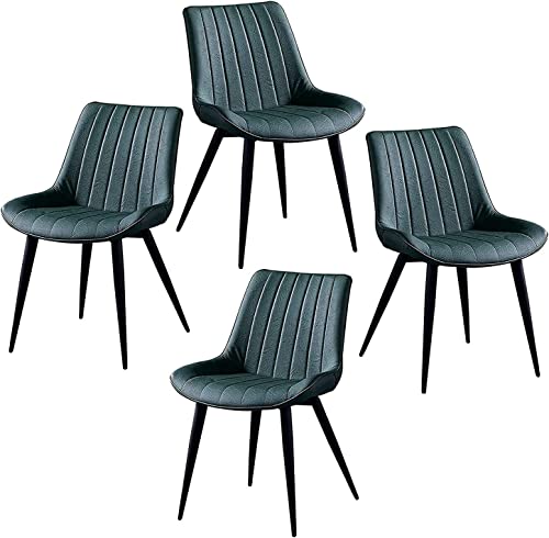HBSSP Küche Esszimmerstühle 4er Set Wohnzimmer Schlafzimmer Balkonstuhl Schmiedeeisen Hockerbeine Aus Künstlichem PU-Leder Esszimmerstuhl(Green) von HBSSP