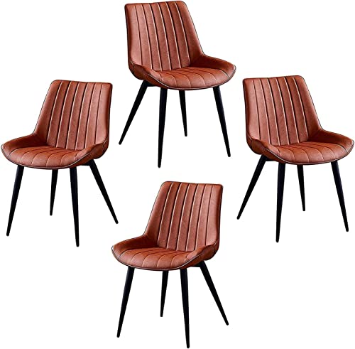 HBSSP Küche Esszimmerstühle 4er Set Wohnzimmer Schlafzimmer Balkonstuhl Schmiedeeisen Hockerbeine Aus Künstlichem PU-Leder Esszimmerstuhl(Orange) von HBSSP