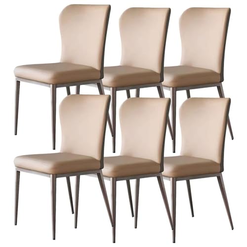 HBSSP Küchen Beistellstühle Mikrofaser-Leder 6er-Set Ergonomischer Sitz Stabile Esszimmerstühle mit Metallbeinen Karbonstahl for Büro Lounge Esszimmer Küche Schlafzimmer(Light Coffee) von HBSSP