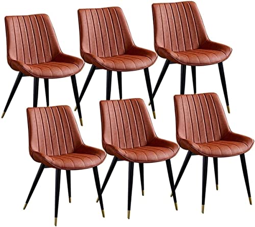 HBSSP Küchen-Esszimmer-Möbel-Stühle 6er-Set, Kunst-PU-Leder Küche Freizeit Hohe Rückenlehne, Retro-Stuhl Gepolsterte Gepolsterte Metallbeine Wohnzimmerstühle(F) von HBSSP