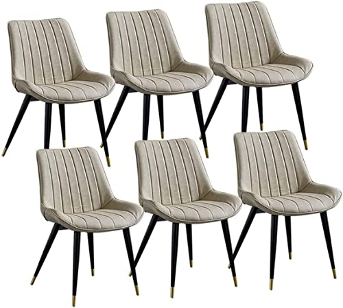 HBSSP Küchen-Esszimmer-Möbel-Stühle 6er-Set, Kunst-PU-Leder Küche Freizeit Hohe Rückenlehne, Retro-Stuhl Gepolsterte Gepolsterte Metallbeine Wohnzimmerstühle(G) von HBSSP