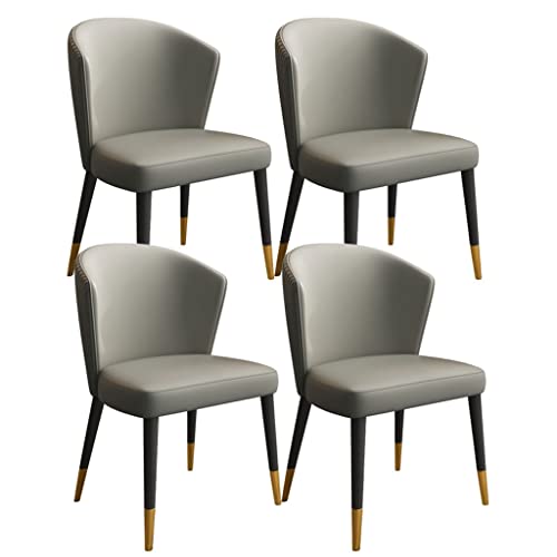 HBSSP Küchen-Esszimmer-Stühle 4er-Set, Massivholzfüße Wohnzimmer-Stühle Moderner PU-Leder Rund Hohe Rückenlehne Gepolsterter Weicher Sitz Für Büro Lounge Esszimmer Schlafzimmer(Grey) von HBSSP