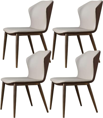 HBSSP Küchen Esszimmermöbel Stühle 4er-Set Modernes Mikrofaser-Leder Hohe Rückenlehne Weicher Sitz Wohnzimmer-Beistellstühle mit Füßen Aus Antikem Kupferimitat(Gray) von HBSSP