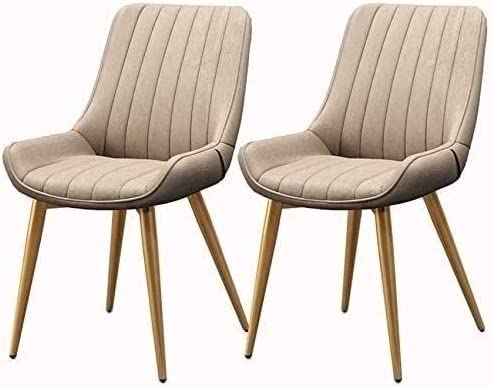 HBSSP Küchen-Esszimmerstühle 2er-Set, Mit Metallfüßen Sitz Und Rückenlehne Aus PU-Leder Freizeitstuhl für Küche Wohnzimmer Schlafzimmer(Golden Leg Camel) von HBSSP