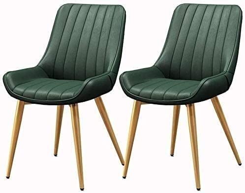HBSSP Küchen-Esszimmerstühle 2er-Set, Mit Metallfüßen Sitz Und Rückenlehne Aus PU-Leder Freizeitstuhl für Küche Wohnzimmer Schlafzimmer(Golden Leg Green) von HBSSP